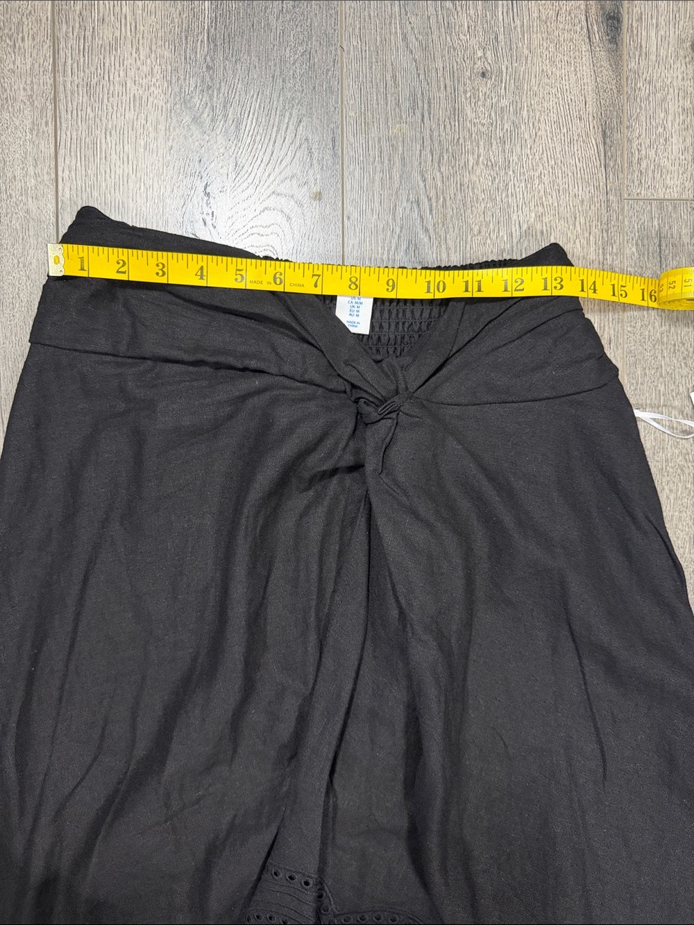 Sigrid Olsen Black Midi Skirt with Tie Front and Eyelet Hem - Picture 5 of 10
